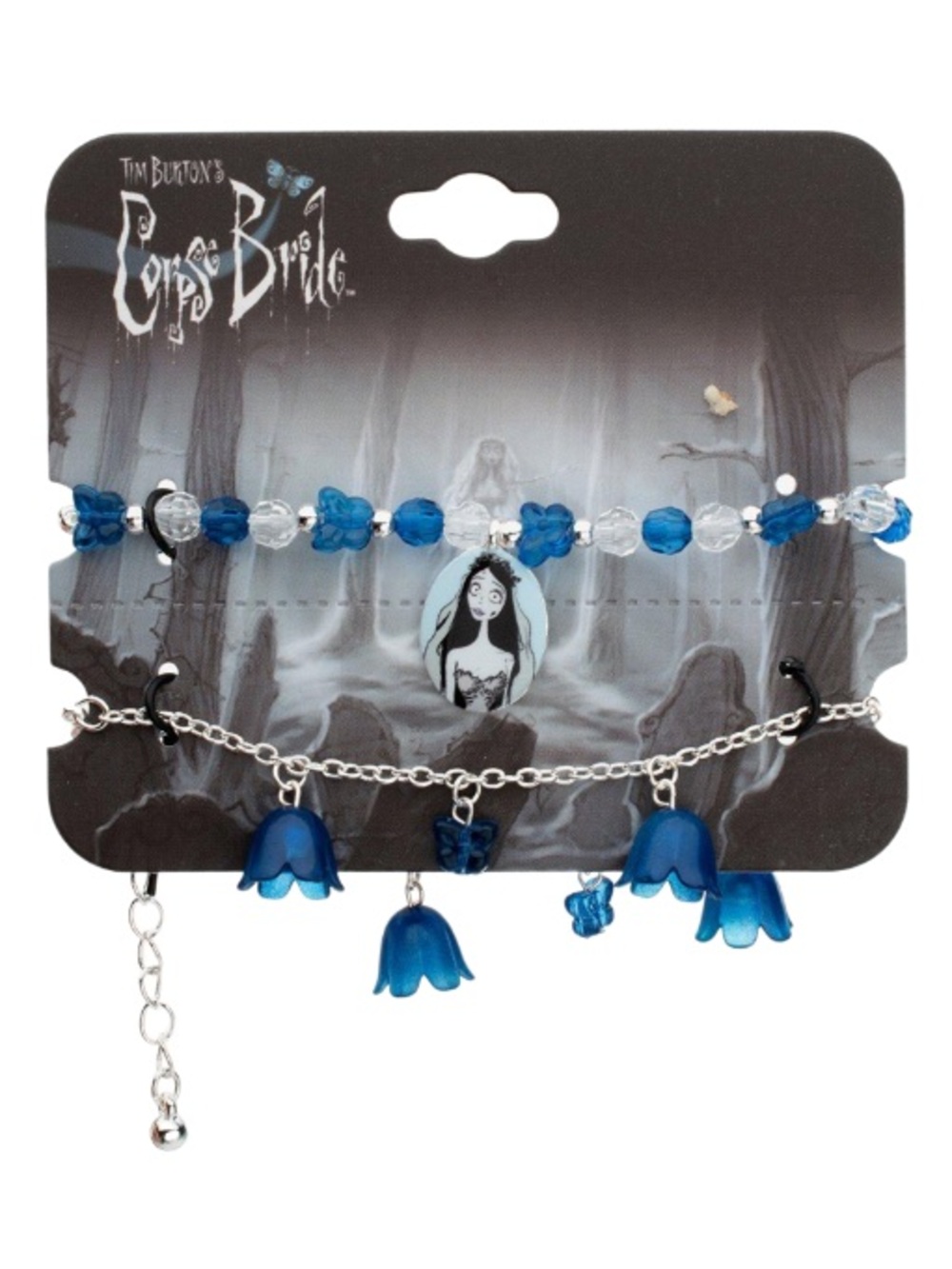 Tim Burton’s Corpse Bride Emily Blue Floral Bracelet Set. NWT